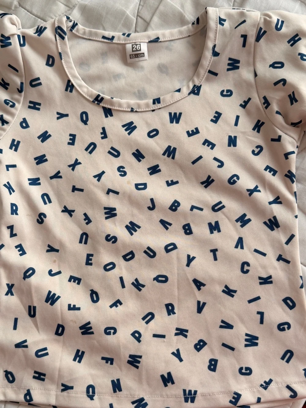 Kids Alphabet Print Tee and Blue Denim Pants Set
